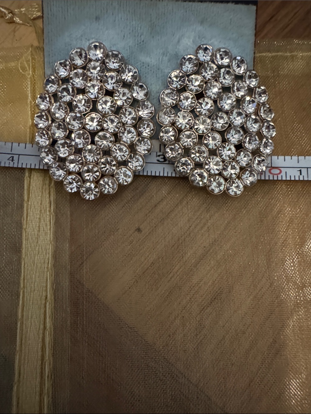 Source Unknown Gold-Tone Clear Crystal Cluster Earrings